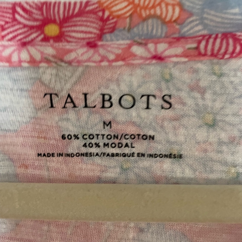 Talbots Pink Floral Tie-Sleeve V-Neck Tunic - Picture 2 of 3